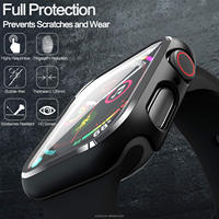 Coque de protection colorée couverture de montre étanche mate avec protecteur d'écran en verre pour Apple Watch Smart Watch