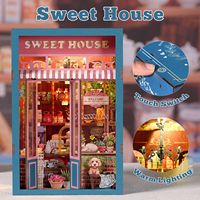 Mini Sweet Time Dessert House, cabane en bois à monter soi-même, petit support de livres en forme de cadre, modèle assemblé, maison de poupée faite à la main, cadeau pour les 14 ans et plus