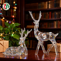 Nouvel ornement de Noël en plastique transparent brillant en forme de renne avec des styles couchés et debout, ornement de Noël scintillant en forme de cerf pour la décoration de la maison et des fêtes