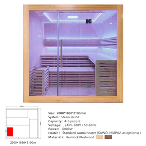 Sauna tradicional Baño de vapor de esquina Vapor de madera interior Sala de sauna para 4-6 personas - Product Image 4