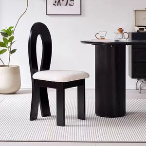 Chaise de salle à manger vintage de style français en bois massif, dossier Wabi-sabi, chaise <span class=keywords><strong>sirène</strong></span> du milieu du siècle, mobilier de maison, revêtement en velours doux - Product Image 5