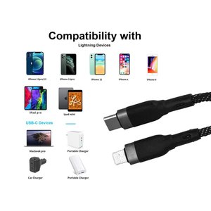 * Ổ cắm * USB C PD Cáp sét sạc nhanh 3.5A đen 1 mét nylon bện-điện tử/điện thoại và điện thoại di động - Product Image 3