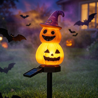 Lampu Taman Tenaga Surya LED 3W 600mAh Ip65 Lampu Tancap Bentuk Labu untuk Dekorasi Taman Halaman Halloween OEM ODM Grosir Label Pribadi