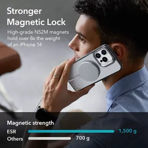 Casing iPhone, casing magnetik dengan dudukan cincin kamera bawaan, pelindung kelas kantung udara, kompatibel dengan magnetis untuk iPhone 14 Pro Max