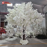 Dekorasi Latar Belakang Pernikahan Merah Putih Pink, Centerpiece Meja Bunga, Pohon Bunga Sakura Buatan