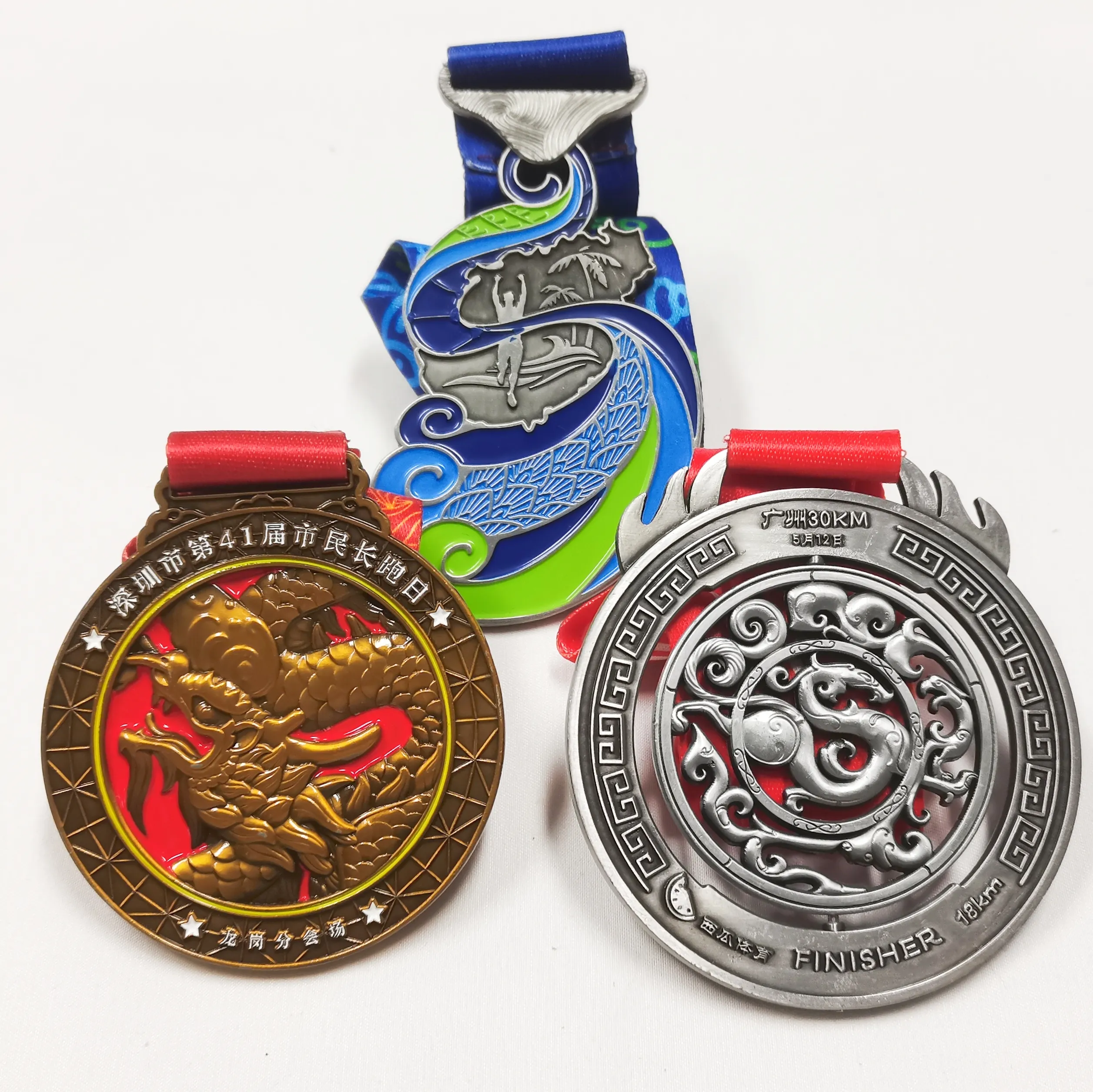 Manufacturer Custom 3D Gold Silver Bronze Zinc Alloy Metal Medal Sport Medal and Trophies for important Event Graduation