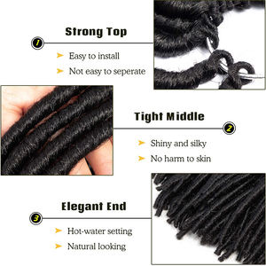 Meilleur Prix – Extensions de Cheveux Synthétiques Noirs Lisses Fausses Locs au Crochet, Dreadlocks, <span class=keywords><strong>Tresses</strong></span> Africaines Pré-bouclées pour Femmes - Product Image 4