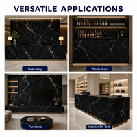 Panneau MDF en placage de bois à motif marbre noir Jinbase (qualité première classe E0 sans formaldéhyde) pour comptoirs et armoires d'hôtels de luxe