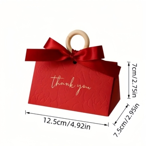 Scatola per Caramelle con Rilievo Geometrico 3D, Manico in Legno, Confezione per Rossetto/Cioccolato, <span class=keywords><strong>Bomboniera</strong></span> per San Valentino/Matrimonio con Nastro - Product Image 2