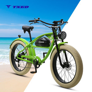 Cadre de moto classique de 26 pouces avec batterie au lithium 48V 20Ah, cadre de vélo de plage à pneus larges avec batterie au gaz - Product Image 1