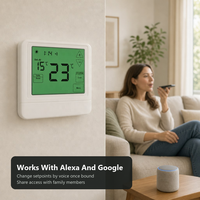 Termostat WiFi untuk Rumah dan Apartemen Sewa, Dapat Diprogram 7 Hari, 4 Periode Pemanasan Pendinginan dengan Kontrol Suara Alexa Google