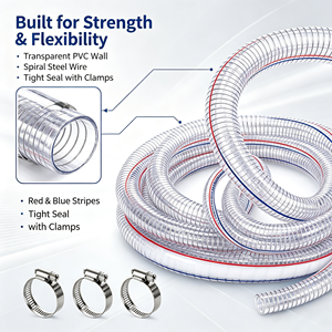 <span class=keywords><strong>Tuyau</strong></span> flexible en PVC transparent renforcé de fil d'acier en spirale, anti-affaissement, pour <span class=keywords><strong>pompe</strong></span> à eau et transfert - Product Image 1