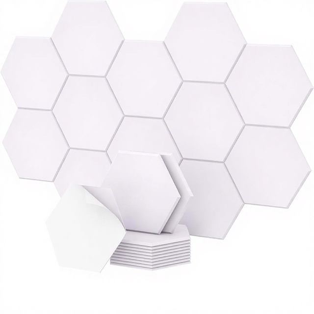 Self-adhesive Hexagon Polyester Acoustic Panels High Density Soundproof Wall Panels for Recording/Podcasting/Streaming