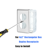 Couvercle de boîte de prise électrique à 1 groupe, couvercle de prise duplex en métal de 4x2 pouces, couvercle de boîte utilitaire robuste pour prise duplex