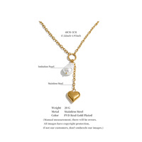 Collier en perles baroques simulées exquises JINYOU 8554, collier avec pendentif en forme de cœur plaqué or en acier inoxydable