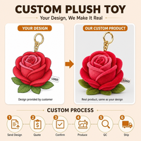 Porte-clés en peluche personnalisé, rose rouge en peluche, porte-clés doux en forme de rose pour sac à dos, cadeau de la Saint-Valentin, vente en gros