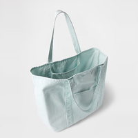 Sac fourre-tout en toile lavée, couleur unie, sac à bandoulière avec poche avant, grande capacité, sac de shopping pour femmes, pour un usage quotidien et les voyages