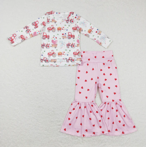 เสื้อผ้าเด็กผู้หญิงวัยเตาะแตะลายหัวใจช็อกโกแลตสำหรับวันวาเลนไทน์ ขายส่ง MOQ ต่ำ ชุดเสื้อยืดและกางเกง - Product Image 4