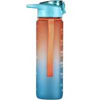 Bouteille d'eau sport 1L écologique arc-en-ciel avec marqueur de temps et paille Tritan verrouillable pour dropshipping