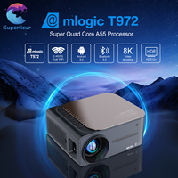 Projecteur intelligent portable WiFi Android 9 Superlieur M8 2G avec écran LCD, 200 lumens ANSI, résolution 1920x1080, haut-parleurs intégrés, prêt à l'emploi