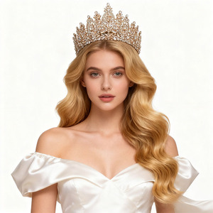 Couronne de cheveux en alliage de strass colorés de style baroque pour femmes, idéale pour les bals de promo, mariages, anniversaires et concours de beauté - Product Image 1