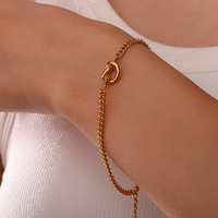 Bracelet Nœud d'Amitié Tendance en Acier Inoxydable Plaqué Or 18K, Réglable, Bijou de Couple, Cadeau