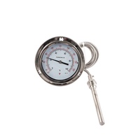 Termometer Dial Kapiler Fleksibel Pengukur Suhu Transmisi Jarak Jauh Baja Tahan Karat Industri HUBEN untuk Tangki Air Boiler