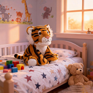 Peluche Realistico di Tigre Seduta da 8 Pollici, Giocattoli Morbidi Imbottiti, Bambole Animali da Abbracciare, Regali di Natale e Compleanno per Bambini - Product Image 2