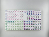 Mahjong américain de luxe gravé en acrylique, 32 mm, 160 pièces, vert citron, 4 couches, avec tapis floral pour fête de club social tropical