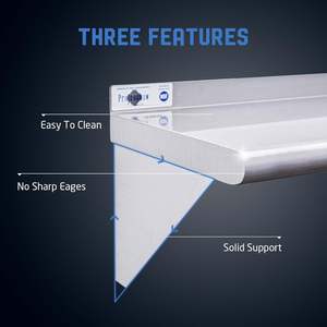 Полка из нержавеющей стали, коммерческие полки, настенные металлические стеллажи с фартуком и <span class=keywords><strong>2</strong></span> кронштейнами - Product Image 6