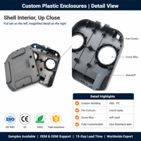 Boîtier de moulage par injection plastique personnalisé, coque ABS PC pour chargeur, boîtier ouvert pour électronique OEM ODM