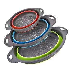 Colador de Fregadero de Cocina de Metal Grande y de Alta Calidad, Fácil de Guardar, Juego de 2 Piezas, Cesta Filtrante Plegable para Alimentos, Uso Doméstico - Product Image 1