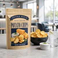 Sachet refermable de qualité alimentaire résistant à l'humidité pour chips, avec encoche de déchirement, pour présentation en magasin, conception d'emballage personnalisée