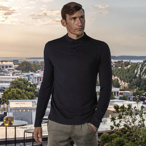 Vente chaude hommes automne tricoté Polyester décontracté pour chemise à manches longues col en v bouton couleur unie séchage rapide personnalisable - Product Image 2