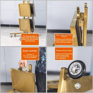 Chariot de Salon <span class=keywords><strong>Professionnel</strong></span> Commercial en Acier Inoxydable Pliant avec Roues pour Coiffure, Permanente et Coloration - Product Image 5