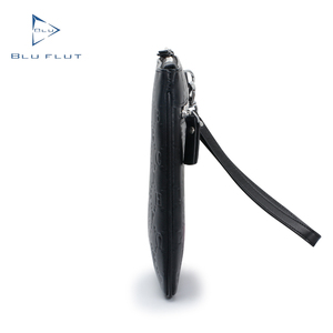 Pochette da uomo all'ingrosso di vendita calda rfid portafoglio in vera pelle busta busta cerniera logo in rilievo pieno pochette <span class=keywords><strong>nera</strong></span> vintage - Product Image 4