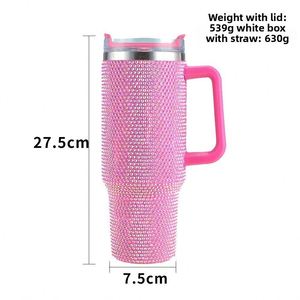 Christmas Gift Glitter Bling 40oz Insulated Vacuum Stainless Steel Tumbler Leak-Proof 12-24hr Thermal Portable Handle Rhinestone - Product Image 2