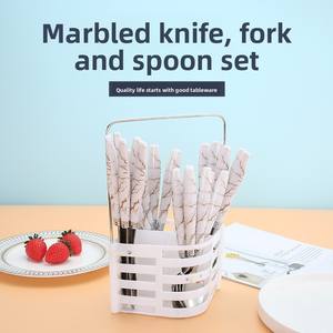 Ensemble de <span class=keywords><strong>vaisselle</strong></span> de luxe en <span class=keywords><strong>marbre</strong></span>, ensemble d'argenterie en acier inoxydable, ensemble de <span class=keywords><strong>vaisselle</strong></span> de style classique 4/24 cuillère, couteau et fourchette - Product Image 5