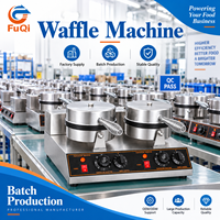Machine à gaufres rotative double tête professionnelle UWB-2.XM en acier inoxydable, électrique, 220V, pour snack-bar