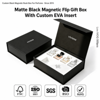 Caja de Perfume con Forma de Libro, Diseño Moderno, Personalizada, de Alta Gama, Ecológica, Rígida, Magnética, con Forro de Esponja Mate