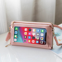Tendance Smartphone Portefeuille Téléphone Sacs En Cuir Bandoulière Mobile Pochette Clair Écran Tactile Téléphone Portable Sacs pour les femmes