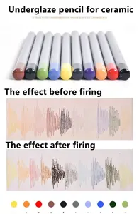 陶器用の10色の鉛筆セラミックを着色するための釉薬の下のプロの絵画鉛筆