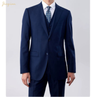 Costume homme bleu marine premium, ensemble 2 pièces, tissu extensible TR, formel, lavable en machine, infroissable, uniforme de bureau