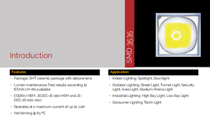 Chip LED de Alta Potencia Bridgelux SMD 3535 2W 3V Serie Blanco Cálido y Frío para Proyector, Lámpara de Cultivo, Farola - Product Image 3