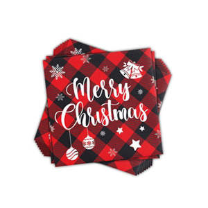 Juego <span class=keywords><strong>de</strong></span> Vajilla Desechable con Diseño a Cuadros Rojos y Negros Navideños para 12 Personas, Platos <span class=keywords><strong>de</strong></span> Papel, Vasos, Servilletas, Tenedores, Cucharas, Cuchillos, Mantel - Product Image 5