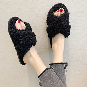 Pantofole da Donna Personalizzabili con Supporto Campione, Ciabatte Invernali in Finta Pelliccia Intrecciata, Pantofole in <span class=keywords><strong>Feltro</strong></span> Mongolo Arricciato, Scarpe Calde Antiscivolo da Interno - Product Image 2