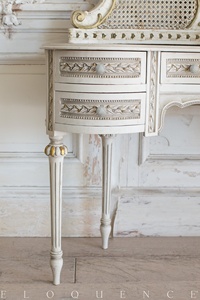 Meuble de Rangement Classique <span class=keywords><strong>Rustique</strong></span> Style Campagne Française en Chêne Massif Blanc avec <span class=keywords><strong>Coiffeuse</strong></span> et Miroir sur Pied pour Chambre à Coucher – Offre Spéciale - Product Image 4