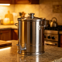 Fermenteur en acier inoxydable avec couvercle hermétique -- Baril de stockage pour vin et bière