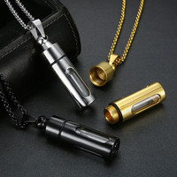 Nouveau pendentif de bouteille de parfum ouvert collier en acier inoxydable pour hommes femmes urne cercueil commémorer colliers commémoratifs bijoux