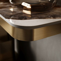 Console d'entrée de couloir moderne et luxueuse en or avec plateau en marbre Mobilier de salon à armature en acier inoxydable Table d'entrée en or